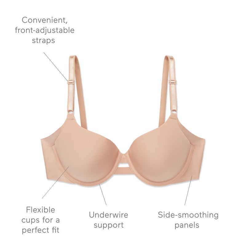 Warner's womens No Side Effects Underarm-smoothing Comfort Underwire Lightly Lined T-shirt 1356 Bra, Toasted Almond, 38DD US - Image 3